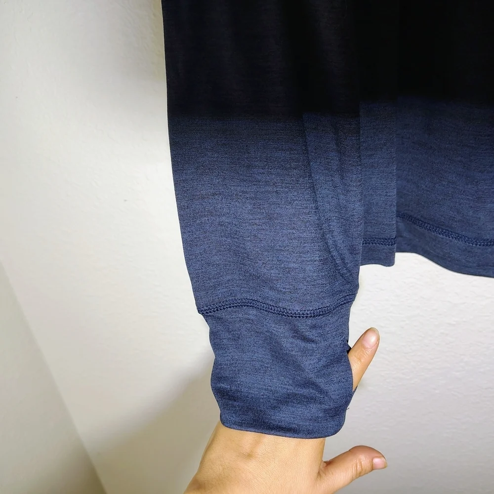 Gaiam Half Zip Pullover Active Top Blue | Long Sleeve Slim Fit | Size L